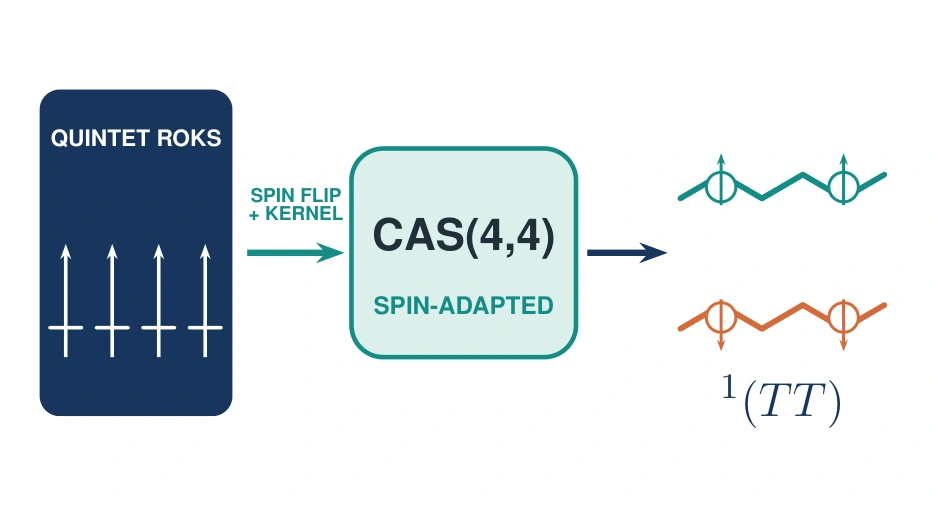 Quintet reference, spin-adapted CAS(4,4) space and triplet pair